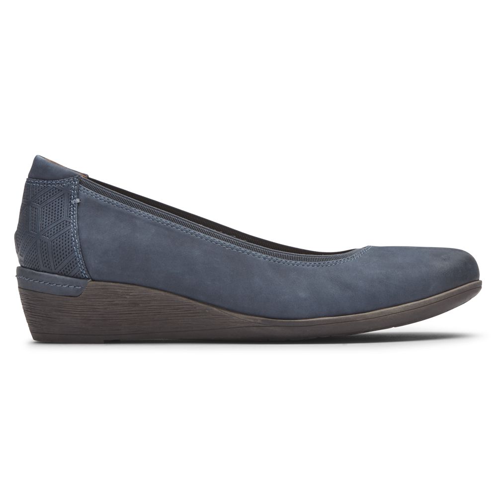 Rockport Cobb Hill Devyn Wedge - Womens Pumps - Stone Blue - NZ (TNO-769502)